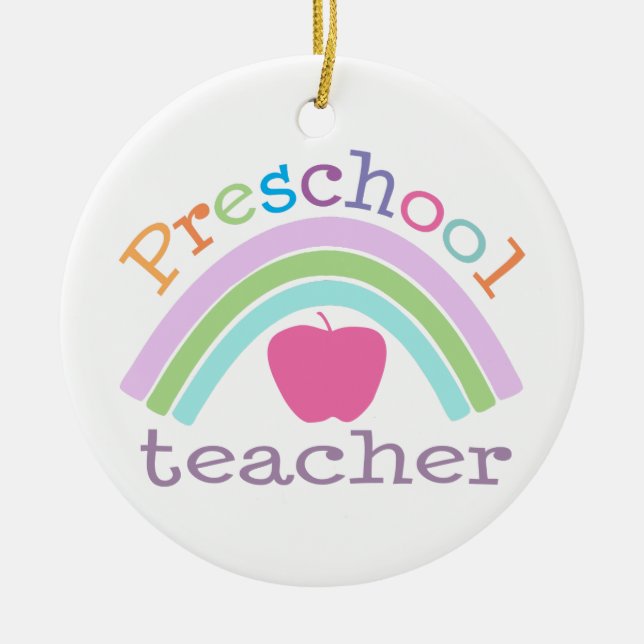 Ornement préscolaire personnalisé d'arc-en-ciel de (Devant)