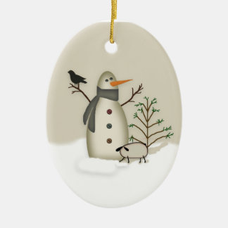 Ornement primitif de bonhomme de neige de pays