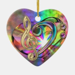 Ornement psychédélique de clefs de coeur de