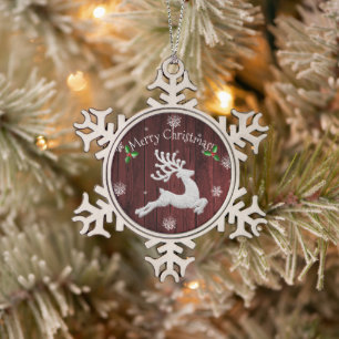 Ornement Red Rustic Christmas Reindeer