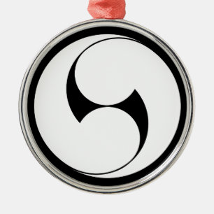 ORNEMENT ROND ARGENTÉ 右 二 つ 巴 (地 き 抜)