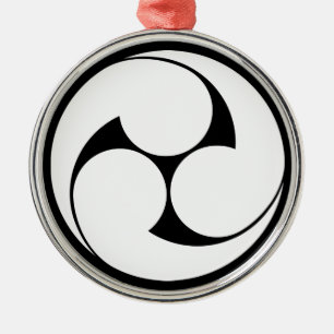 ORNEMENT ROND ARGENTÉ 左三つ巴（地抜き）