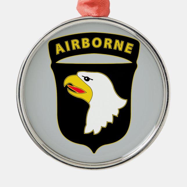 Ornement Rond Argenté 101e Division aéroportée - Service de combat (Devant)