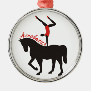 Ornement Rond Argenté acrobaties sur l'ornement personnalisé à cheval