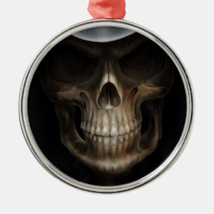 Ornement Rond Argenté Ange de la mort