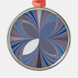 Ornement Rond Argenté Araignée bleue