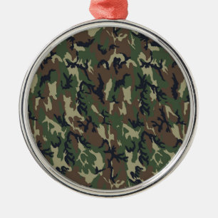 Ornement Rond Argenté Arrière - plan de Camouflage de forêt militaire