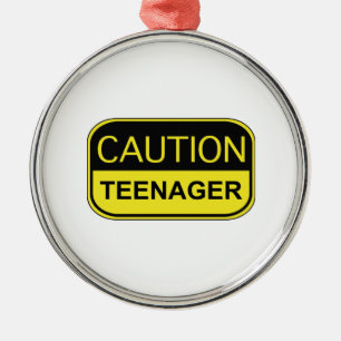 Ornement Rond Argenté Attention Adolescent