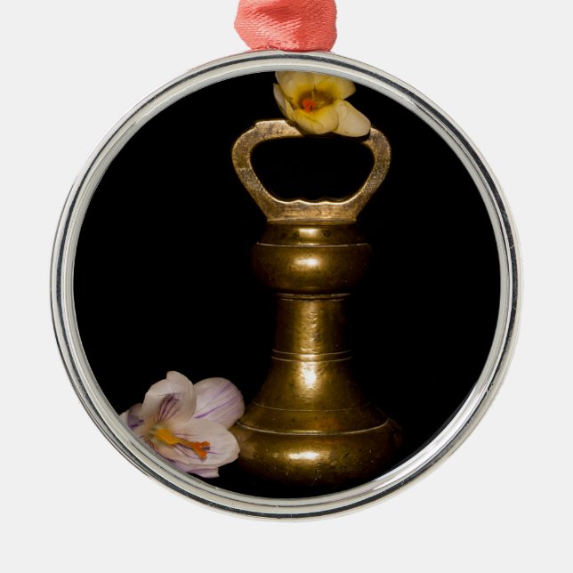 Ornement Rond Argenté Attraction florale (Devant)