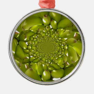 Ornement Rond Argenté Banane verte Kaleidoscope Art Imprimer/Graphique