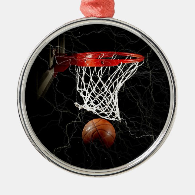 Ornement Rond Argenté Basket (Devant)