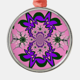 Ornement Rond Argenté Belle Bébé rose Floral Purple Shade Motif Art