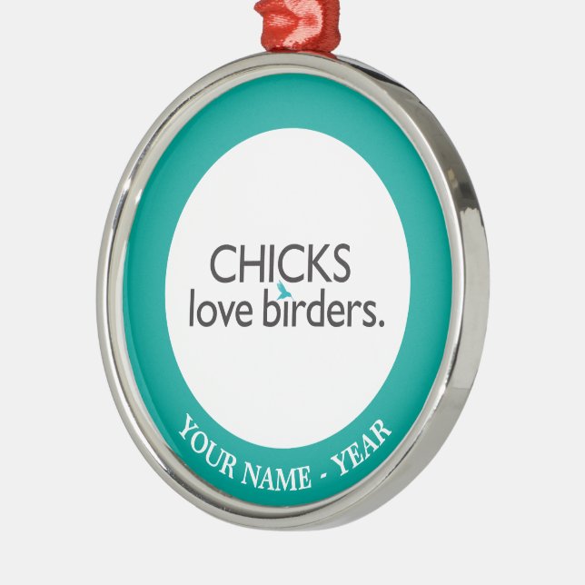 Ornement Rond Argenté Birders d'amour de poussins (Gauche)