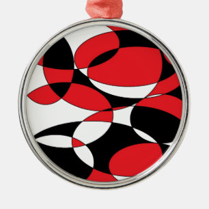 Ornement Rond Argenté Black, white and red ellipticals