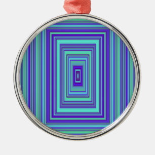 Ornement Rond Argenté Bleu violet vert Rectangles Art géométrique