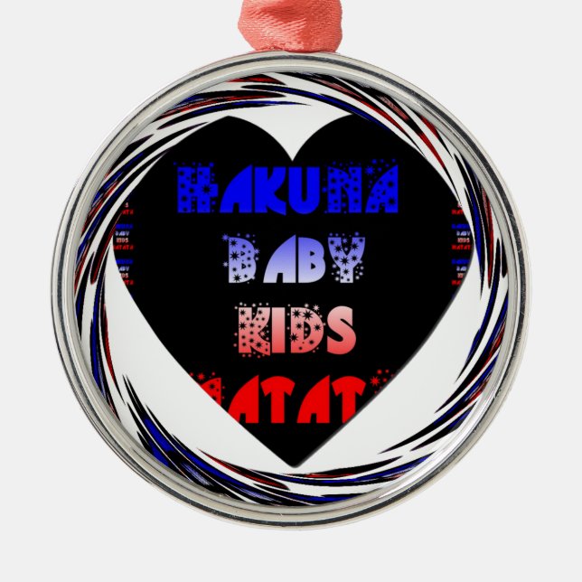 Ornement Rond Argenté Blue Black Hakuna Matata Baby Kids Design.png (Devant)