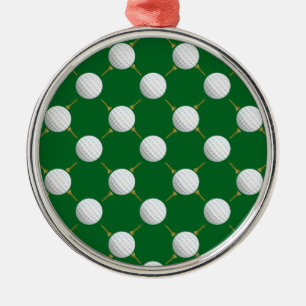 Ornement Rond Argenté Boules de golf et Tee - shirts sur Green