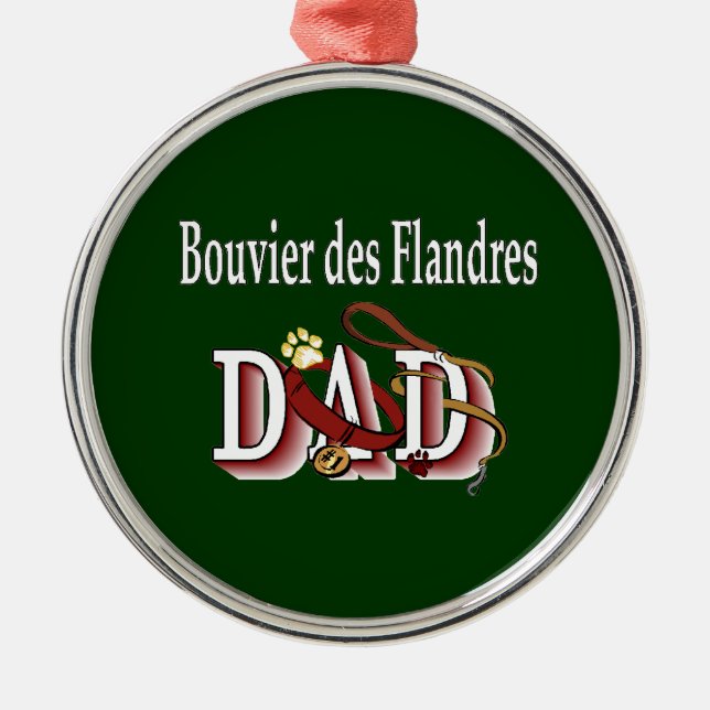 Ornement Rond Argenté Bouvier des Flandres Papa (Devant)