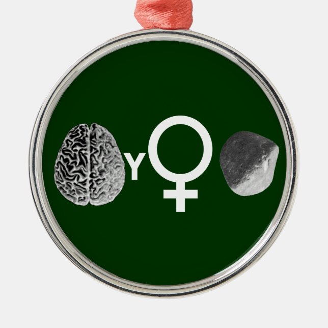 Ornement Rond Argenté Brainy Girls Rock ! (Devant)