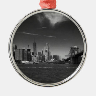 Ornement Rond Argenté Brooklyn noir panoramique