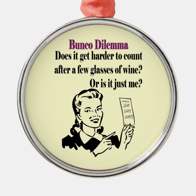 Ornement Rond Argenté Bunco - Dilema drôle (Devant)