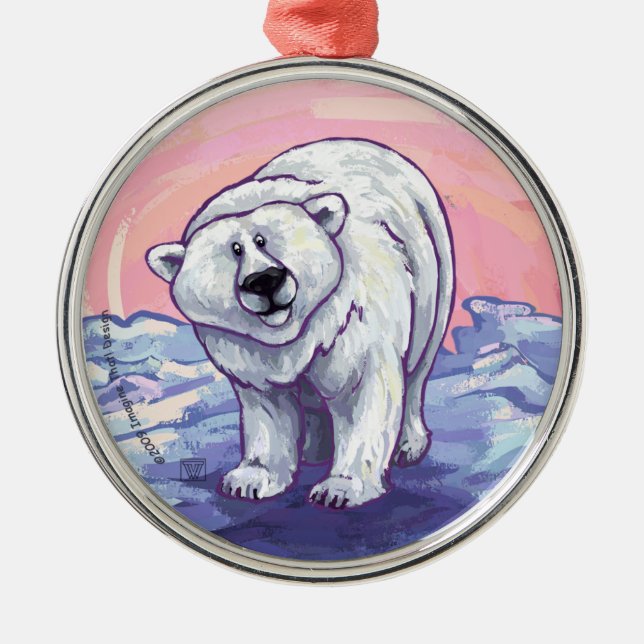 Ornement Rond Argenté Cadeaux et accessoires d'ours polaire (Devant)