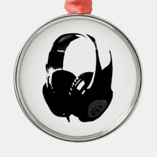 Ornement Rond Argenté Casque Pop Art