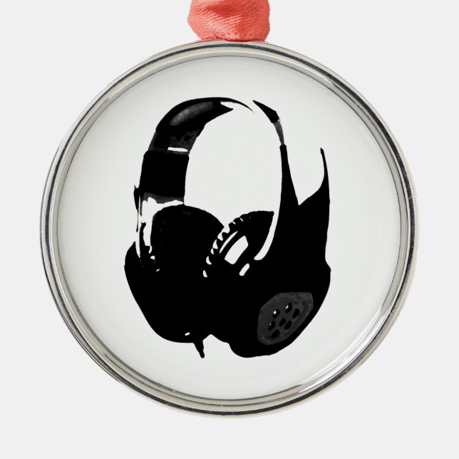 Ornement Rond Argenté Casque Pop Art (Devant)