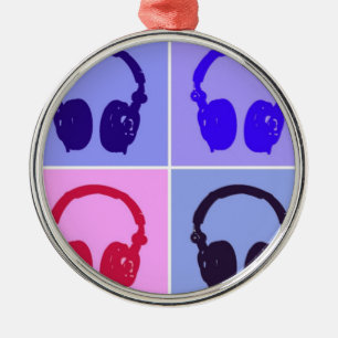 Ornement Rond Argenté Casques Pop Art