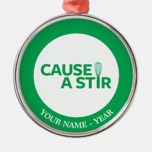 Ornement Rond Argenté Causez un Stir