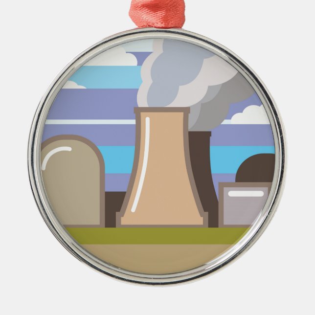 Ornement Rond Argenté Centrale nucléaire (Devant)