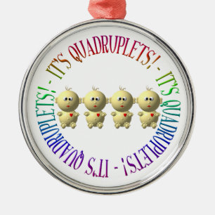 Ornement Rond Argenté C'est des quadruplets !