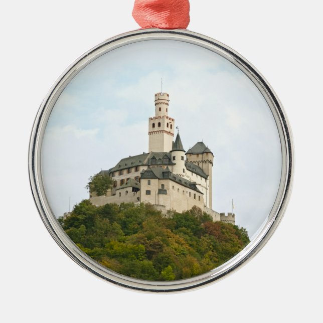 Ornement Rond Argenté Château (Devant)