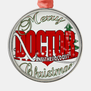 ORNEMENT ROND ARGENTÉ CHRISTMAS ANESTHESIOLOGIST