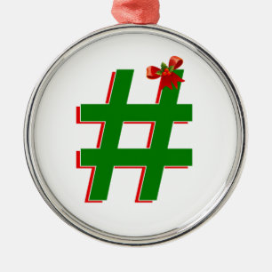 Ornement Rond Argenté #Christmas #HASHTAG - Symbole de balise Hash