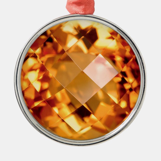 Ornement Rond Argenté Citrine orange (Devant)