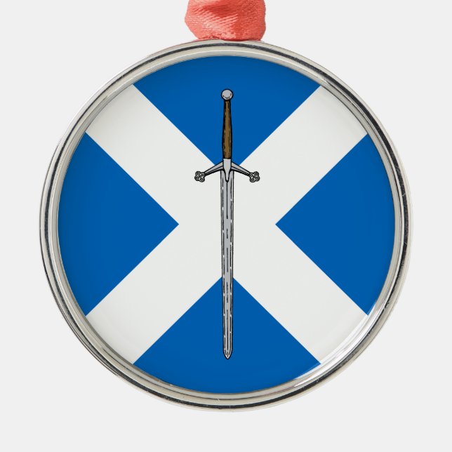 Ornement Rond Argenté Claymore et Saltire (Devant)