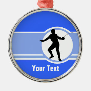 Ornement Rond Argenté Clôture de la silhouette ; bleu