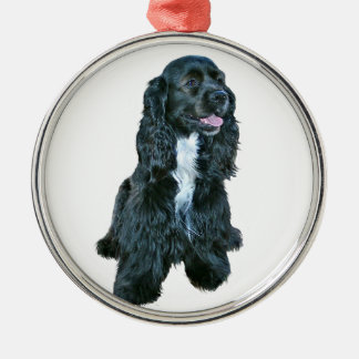 Ornement Rond Argenté Cocker Spaniel - Noir #2