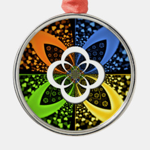 Ornement Rond Argenté Coeurs Iridescente Polka sans soudure Point Art Ab