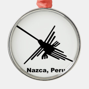 Ornement Rond Argenté Colibri Nazca, Pérou
