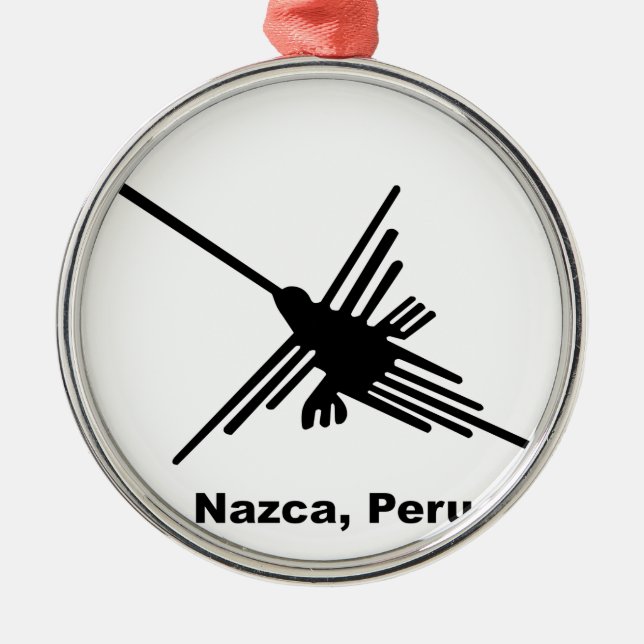 Ornement Rond Argenté Colibri Nazca, Pérou (Devant)