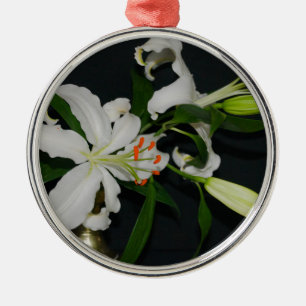 Ornement Rond Argenté Collection Irlandaise de laiton et de fleurs