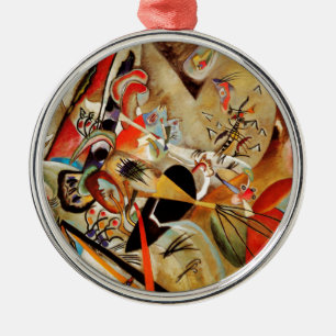 Ornement Rond Argenté Composition Abstraite de Kandinsky