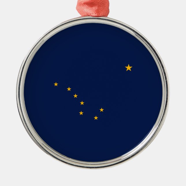 Ornement Rond Argenté Conception du drapeau de l'État de l'Alaska (Devant)