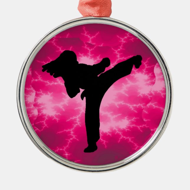 Ornement Rond Argenté Conception femelle de rose de foudre d'arts (Devant)