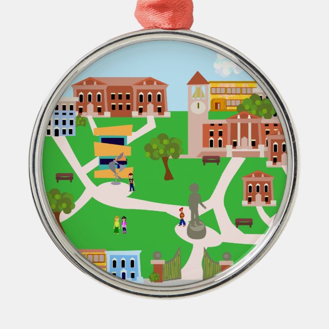 Ornement Rond Argenté Conception fraîche de campus (Devant)