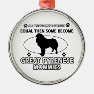 Ornement Rond Argenté Conceptions de chien de Grands Pyrénées