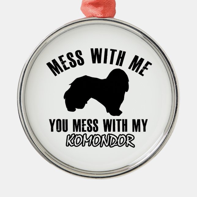 Ornement Rond Argenté conceptions de komondor (Devant)