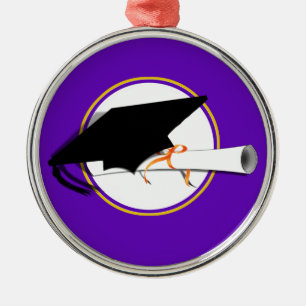 Ornement Rond Argenté Couleur Casquette de 2e année violet et or